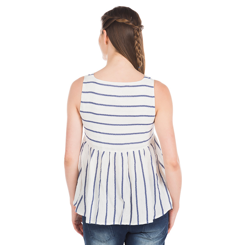 Top de grossesse sans manches à rayures contrastées 
