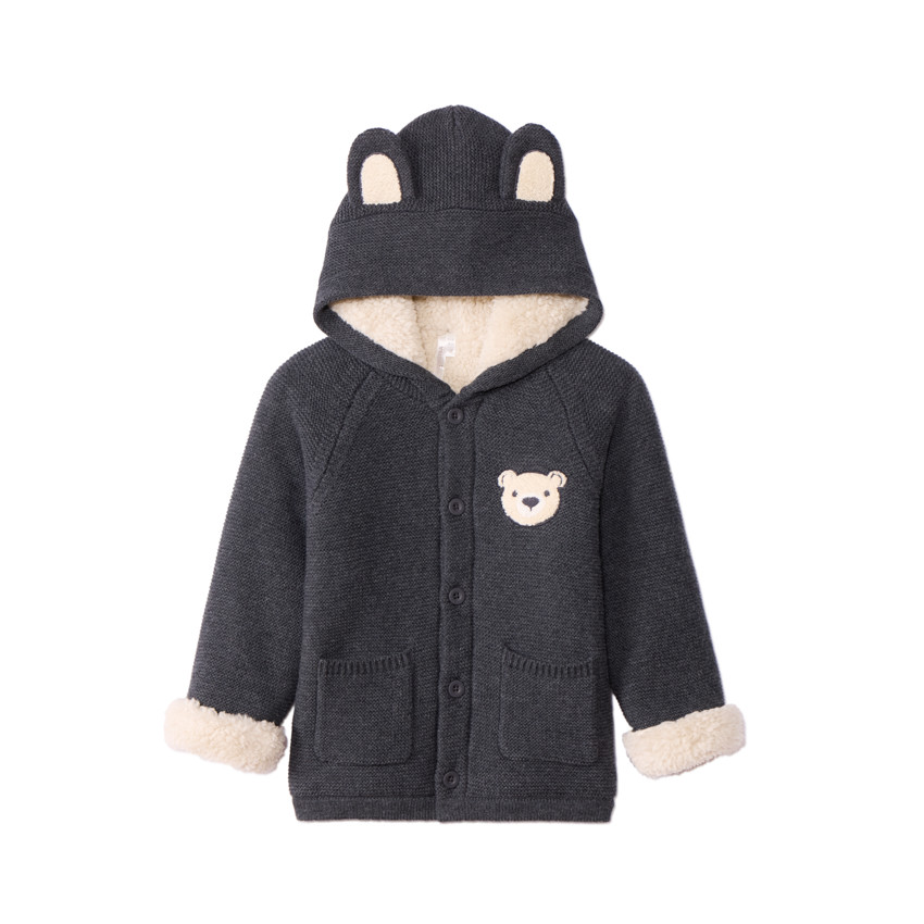 Gilet à capuche doublé sherpa avec oreilles ludiques pour bébé garçon  