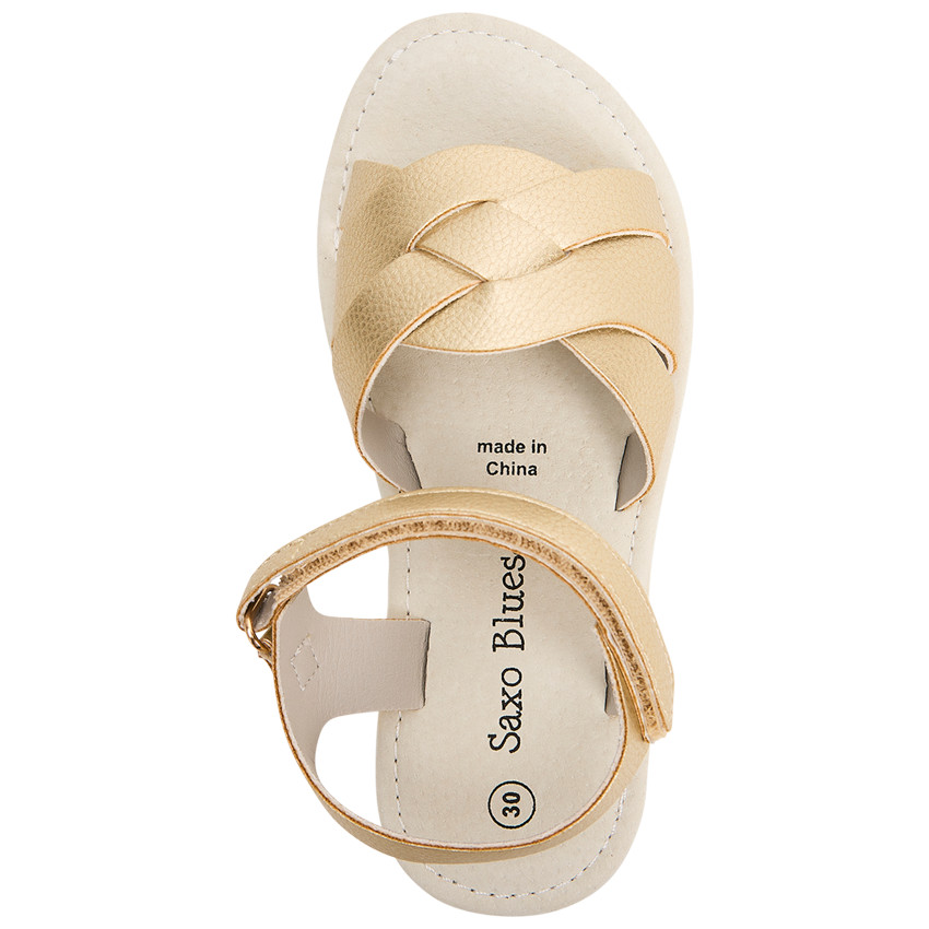 Sandales dorées à larges brides croisées pour fille 