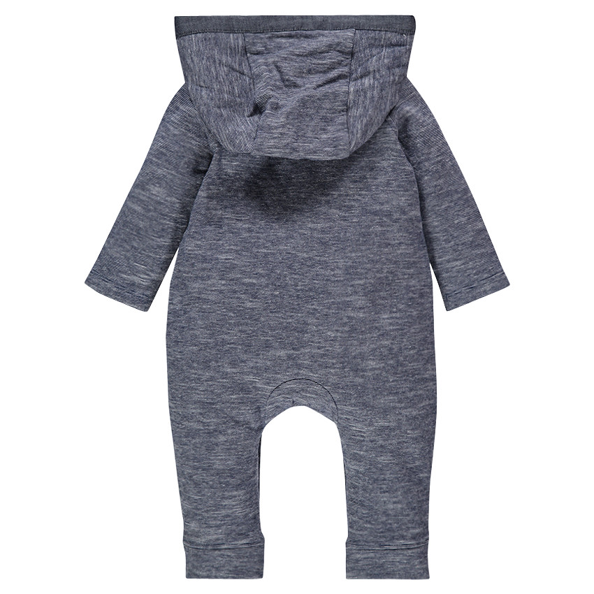 Combinaison à capuche avec print ours et détails chambray 