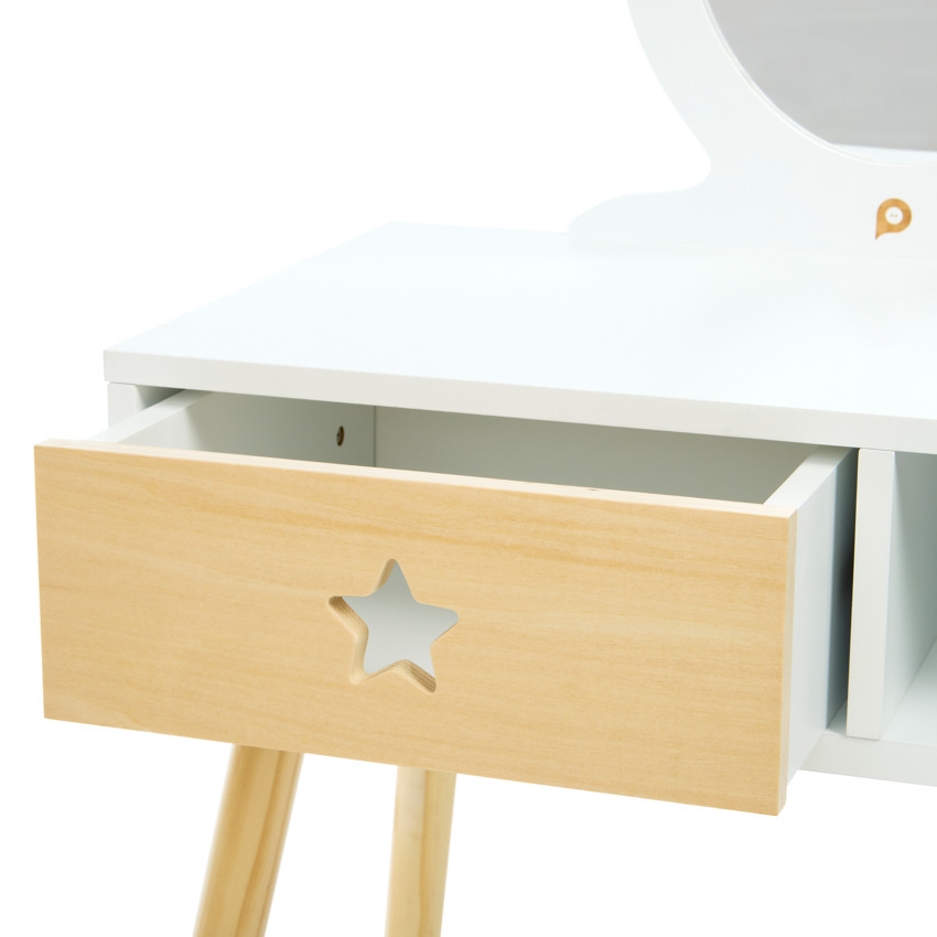 Petite coiffeuse fonctionnelle avec tabouret en bois 