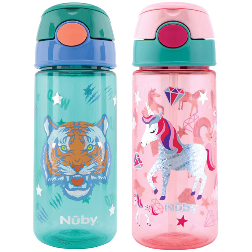 Gobelet tigre et licorne à paillettes avec paille souple 540ml 
