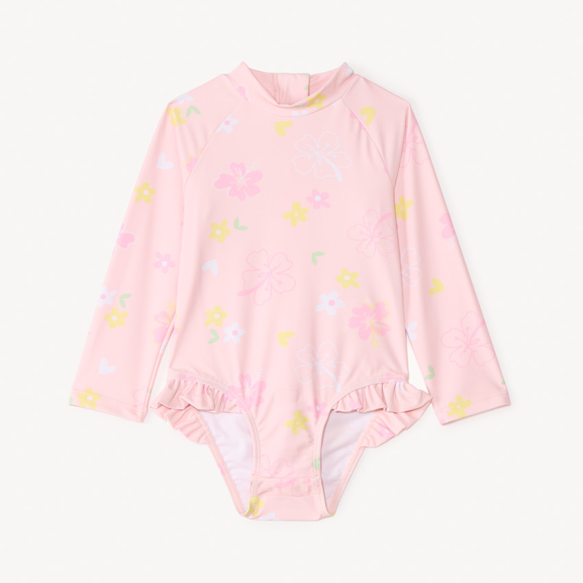 UV-werend bloemenprint longsleeve badpak voor meisjes baby 