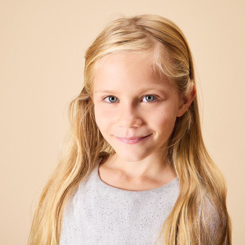 Robe de fête argentée à manches longues bouffantes pour fille 