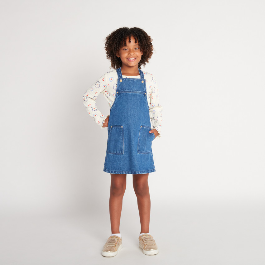 Robe salopette en denim pour fille  