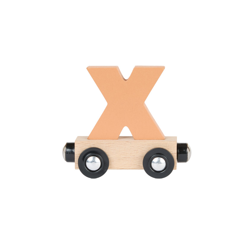 Lettre "X " wagon en bois - marron 