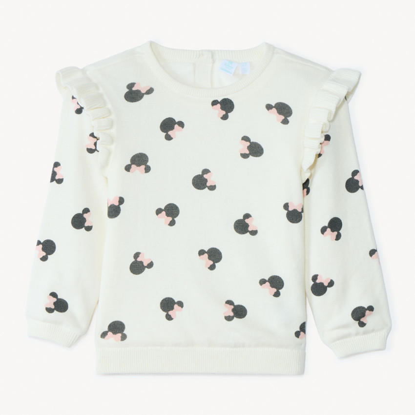 Pull en tricot imprimé Minnie Disney pour bébé fille 
