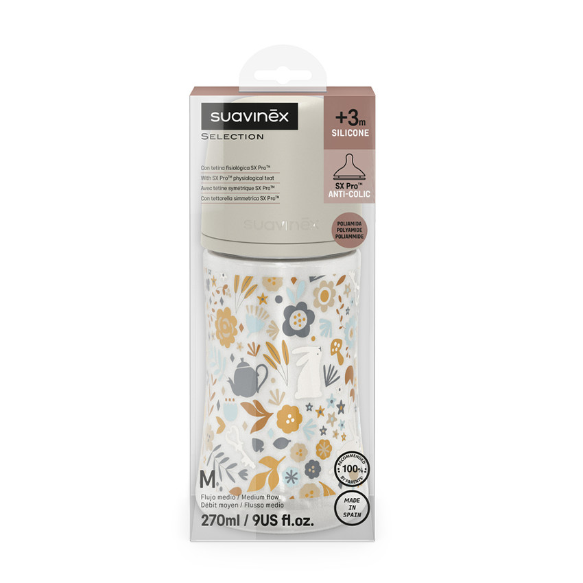 Biberon avec tétine symétrique SX Pro M 270ml Wonderland Beige 