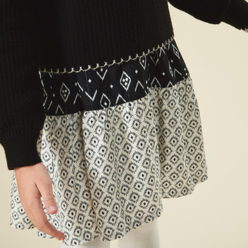 Lange mouwen jurk met ikat print voor meisjes 