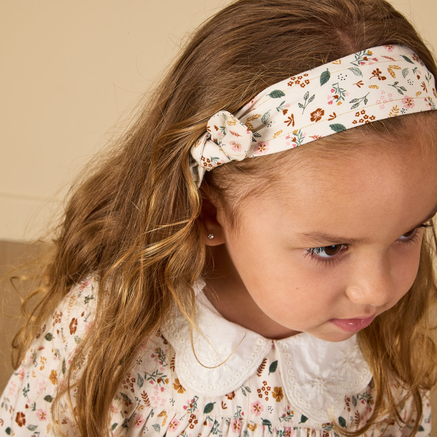 Bloemvormige jurk met Claudine kraag en hoofdband voor meisjes 