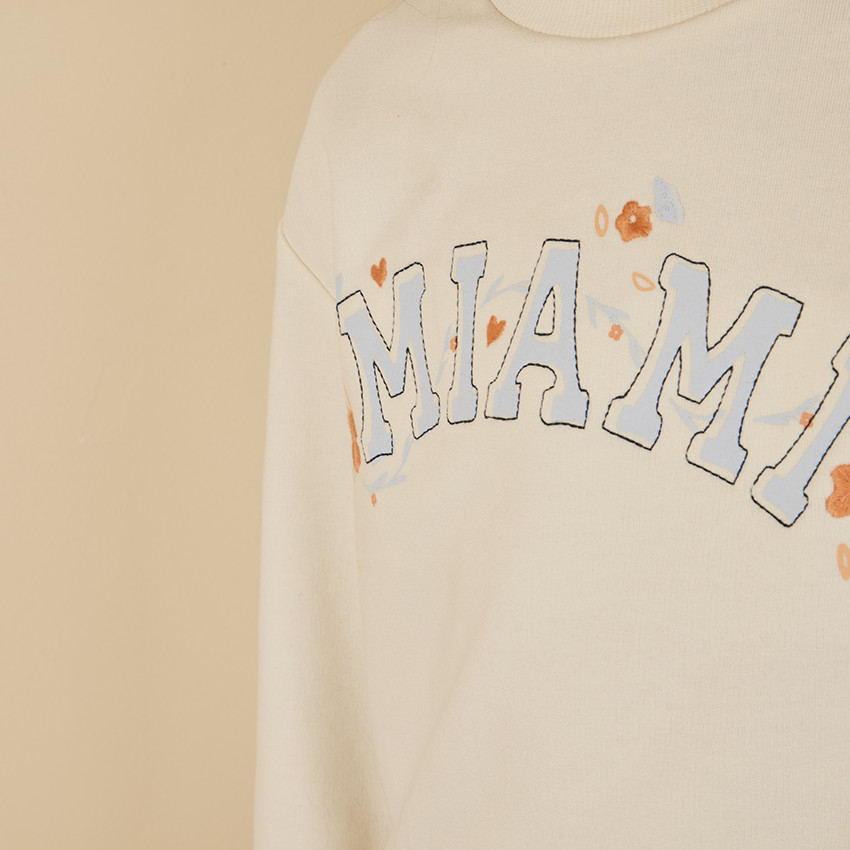 Sweatshirt crop top oversize print Miami voor meisjes 
