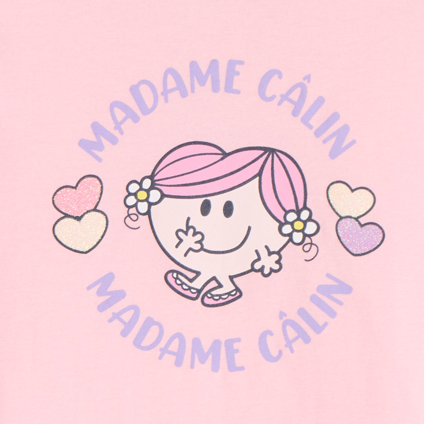 T-shirt met lange mouwen en Madame Câlin-print voor meisjes roze 