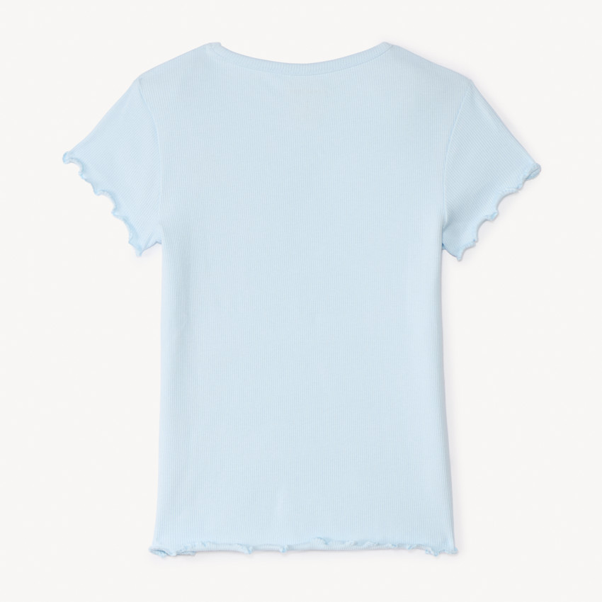 T-shirt manches courtes côtelé à cœur brodé pour fille 