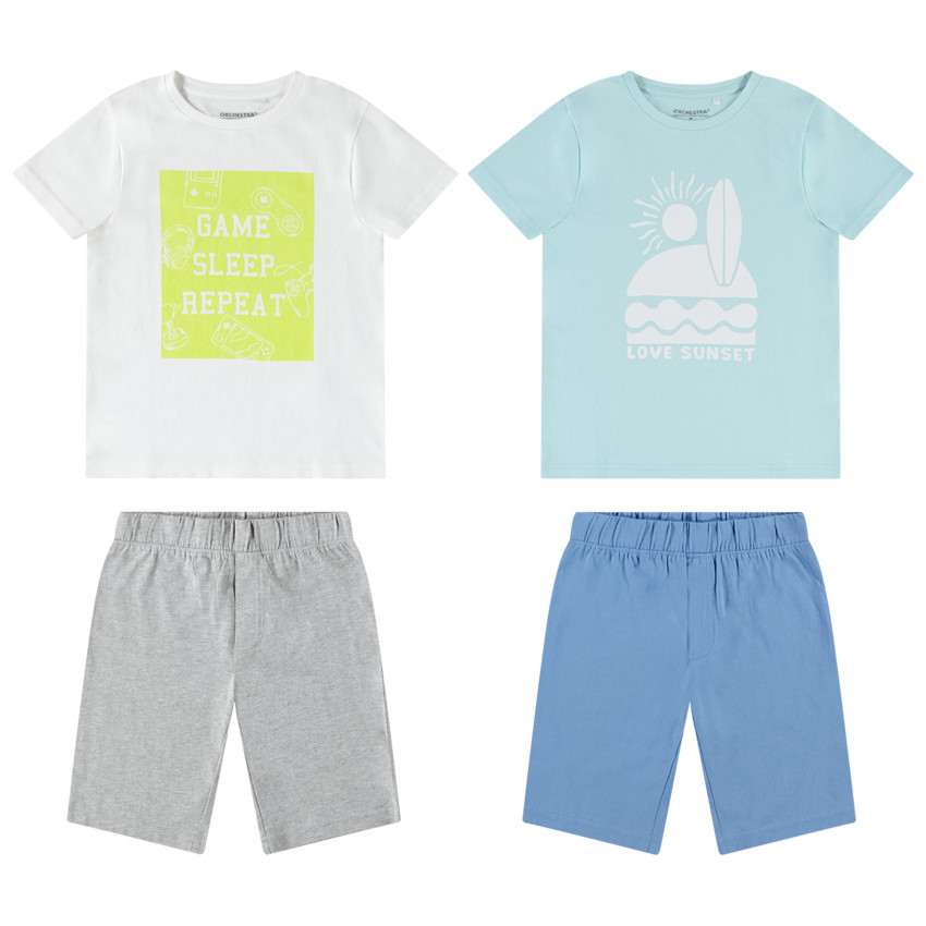 Set pyjama 2 pièces x2 t-shirt + short fantaisie garçon 