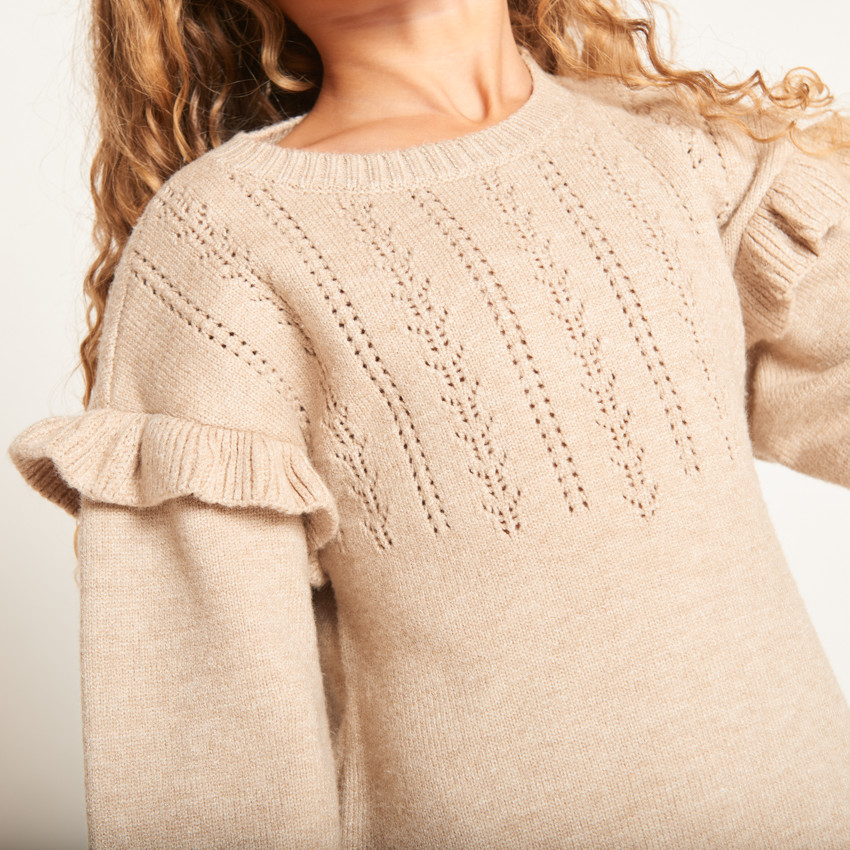 Robe manches longues en tricot ajouré pour fille  