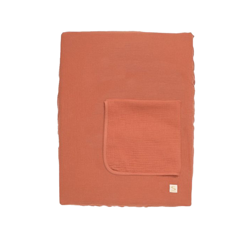 Matelas à langer terracotta avec housse et serviette housse élastique  