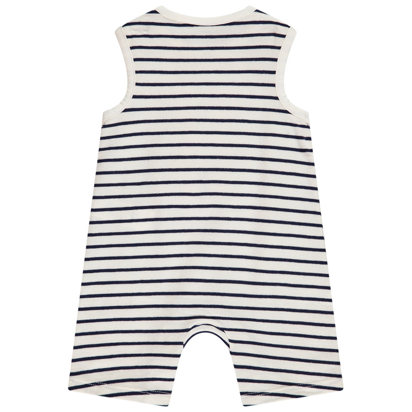 Combinaison courte rayée avec patch lapin pour bébé garçon 