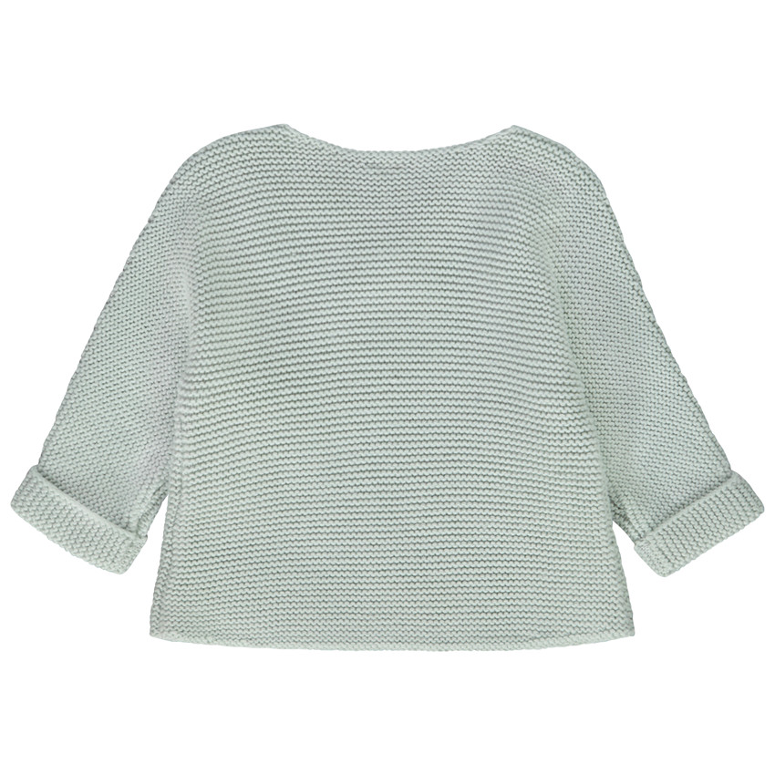 Gilet en tricot point mousse effet cache-coeur pour bébé 