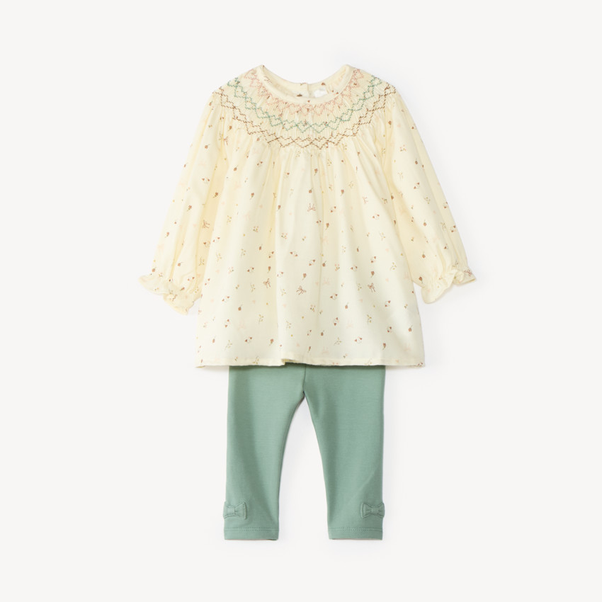 Set van 2 delen voor babymeisjes: tuniek met fantasiepatroon en legging. 