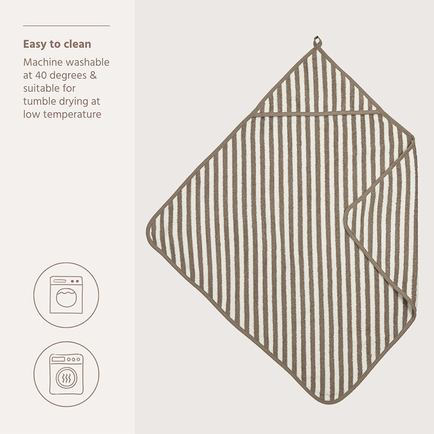 Badcape badstof Jaquard Fat Stripe - Taupe - 75x75cm  