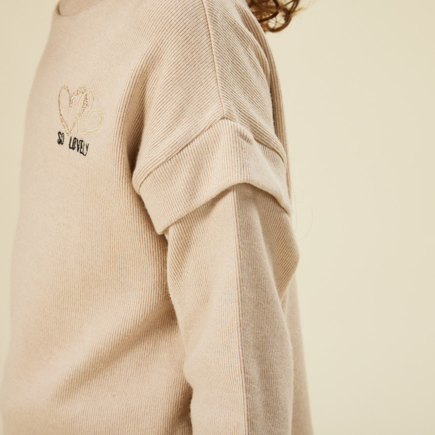 Ensemble jogging 2 pièces effet côtelé pour fille 