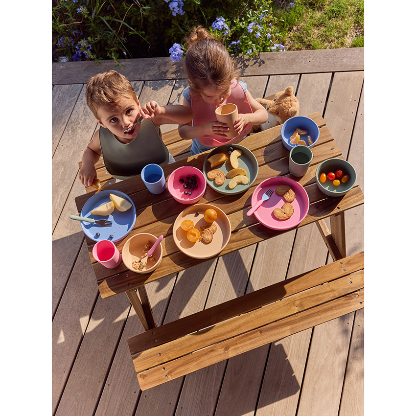 Set repas 3 pièces en silicone Origami vert 