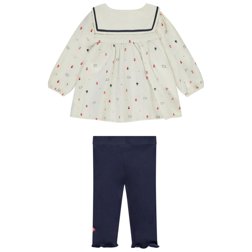 Ensemble avec tunique longue à col marin pour bébé fille 