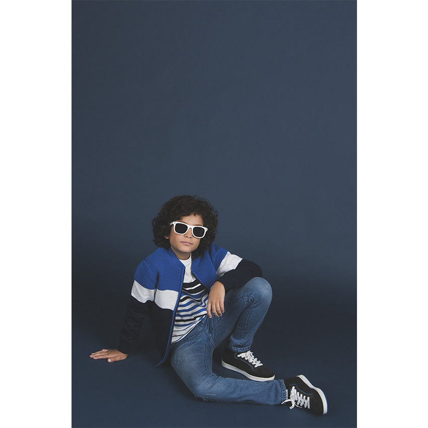 Gilet en tricot zippé tricolore 