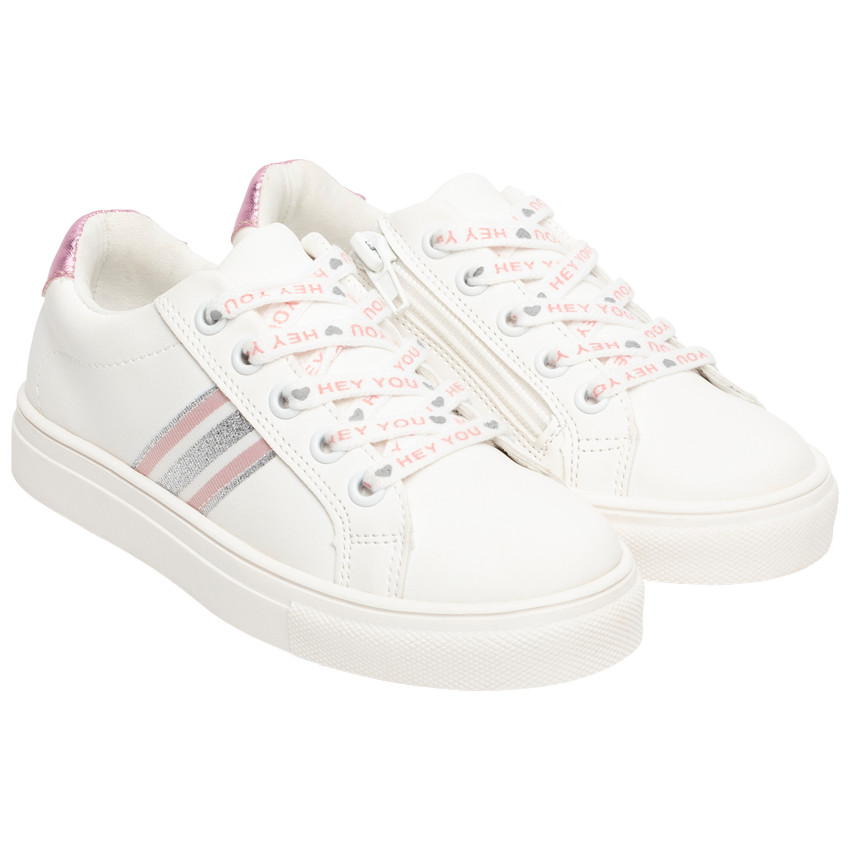 Lage sneakers met veters en vastgestikte stroken voor meisjes 