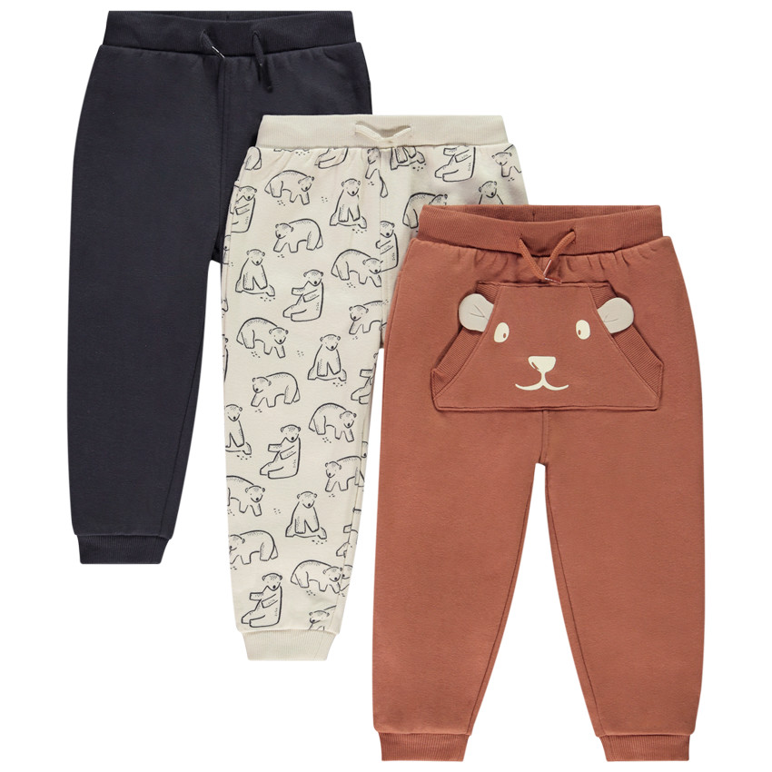 Lot de 3 joggings molleton fantaisie pour bébé garçon 
