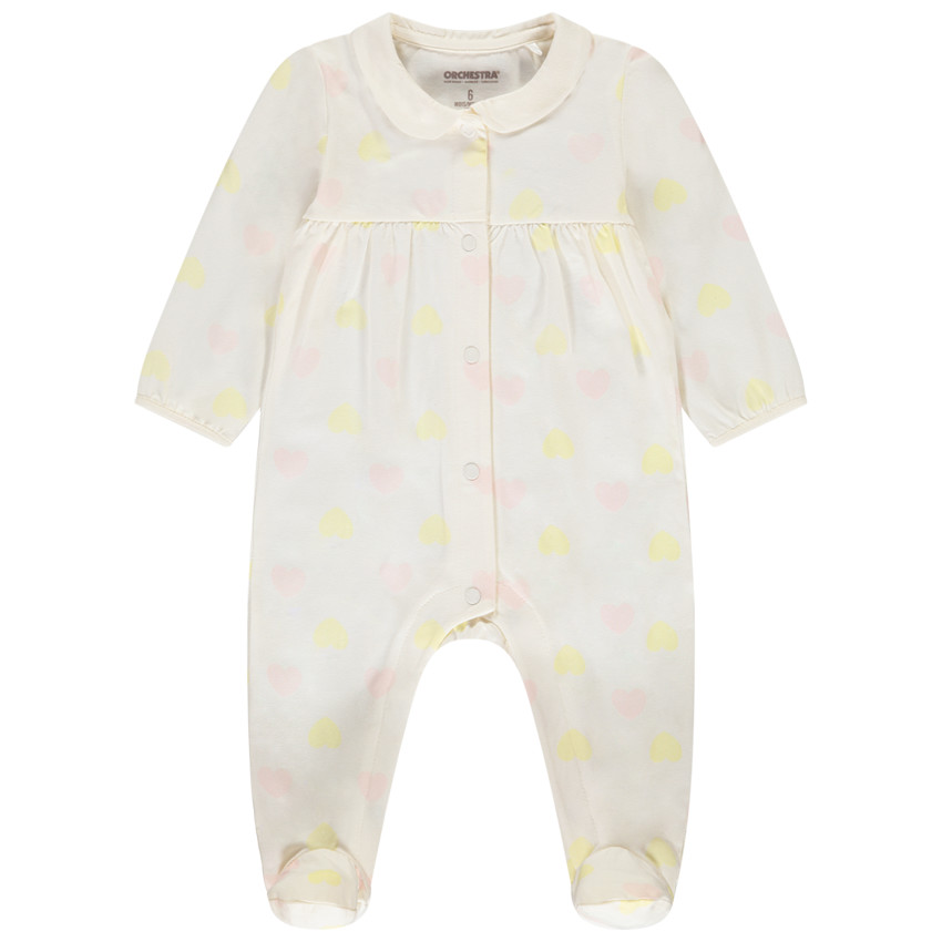 Dors-bien imprimé cœurs à col claudine pour bébé fille 