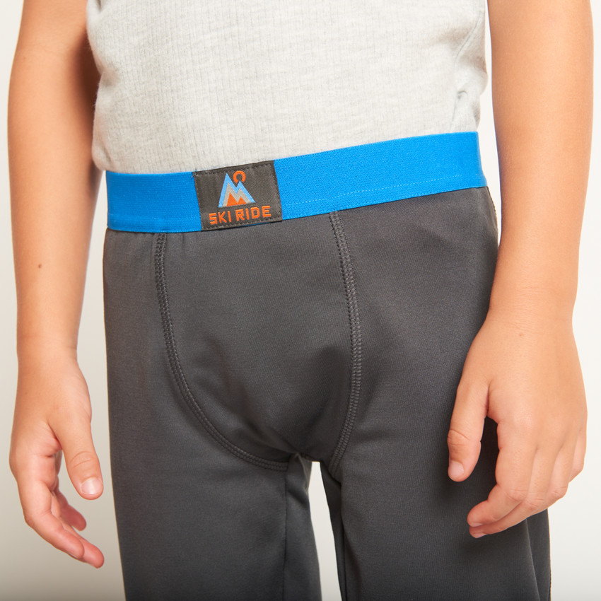 Caleçon de ski uni gris pour garçon  