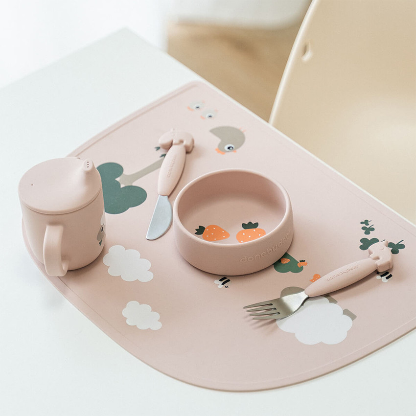 Set de 2 bols en silicone Pigee Roze 