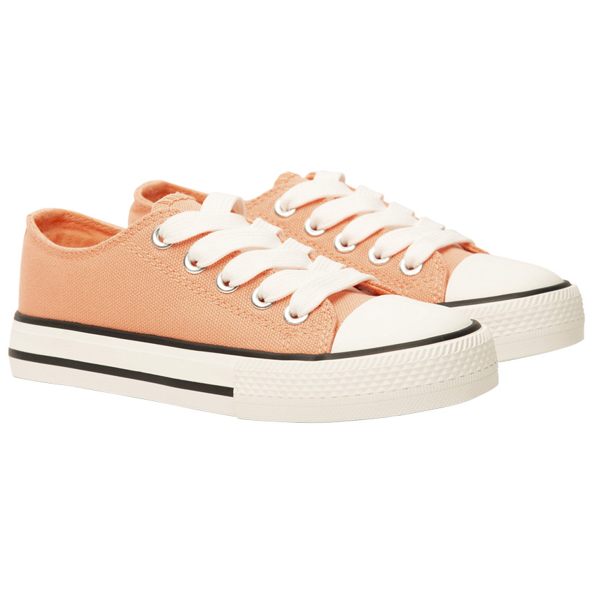 Baskets basses en toile corail avec lacets pour fille 