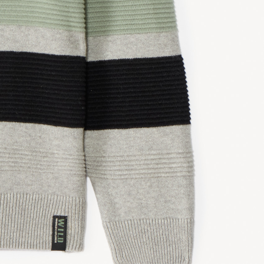 Gestreepte gebreide sjaalkraag trui voor jongens 