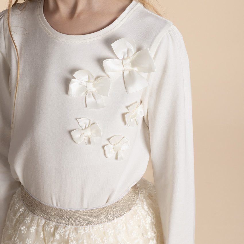 Jupe courte en tulle brodé et taille pailletée pour fille 