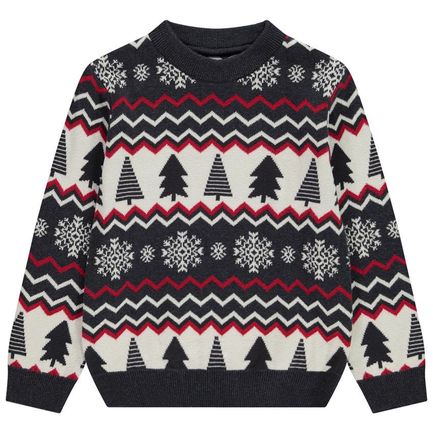 Trui fantasie met kerstmotief in jacquard voor jongen 