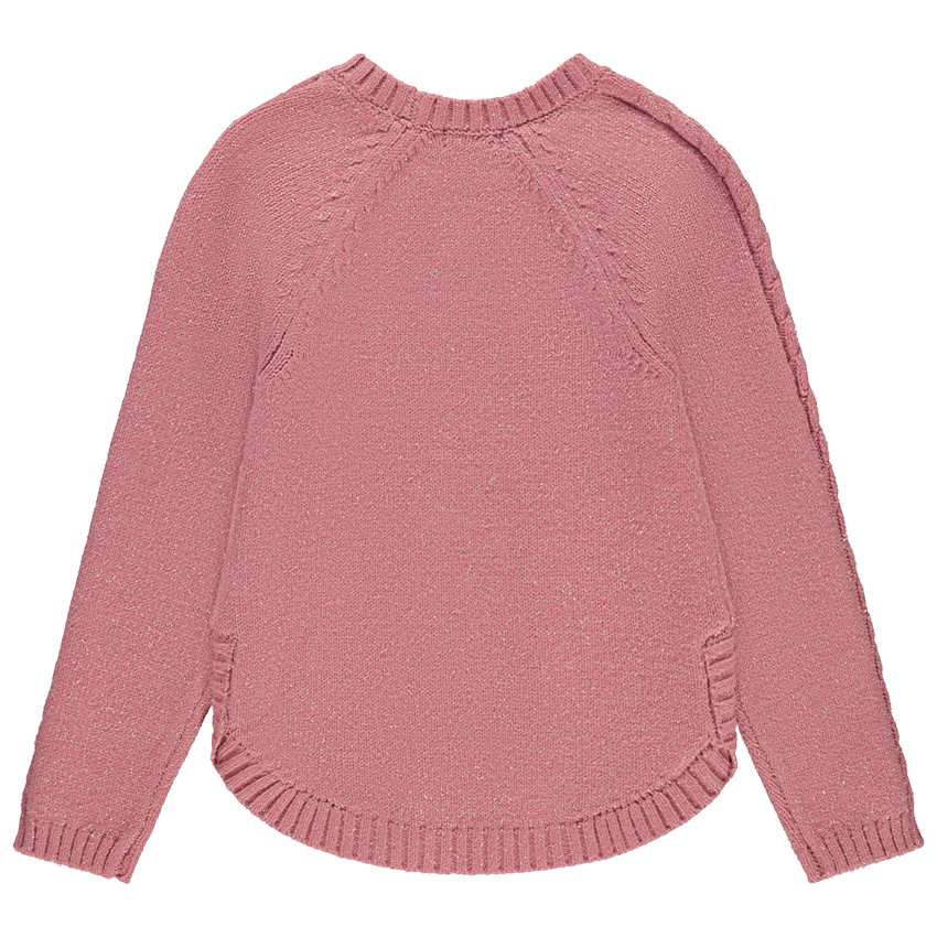 Gebreide effenkleurige trui met glinsterende gouden lurex voor meisjes 