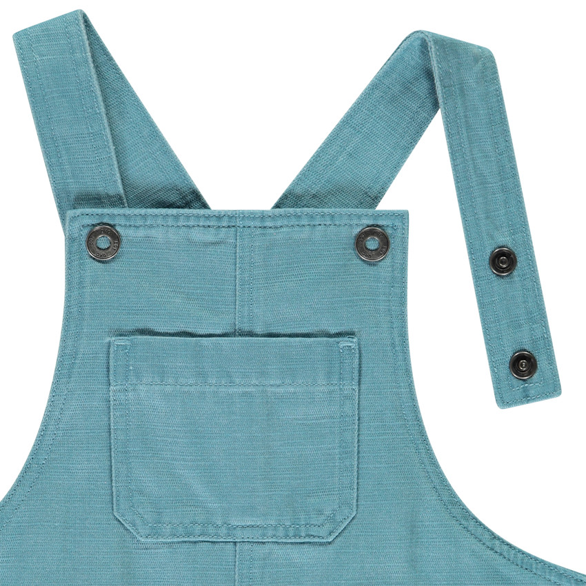Salopette courte en toile slub uni pour bébé garçon 