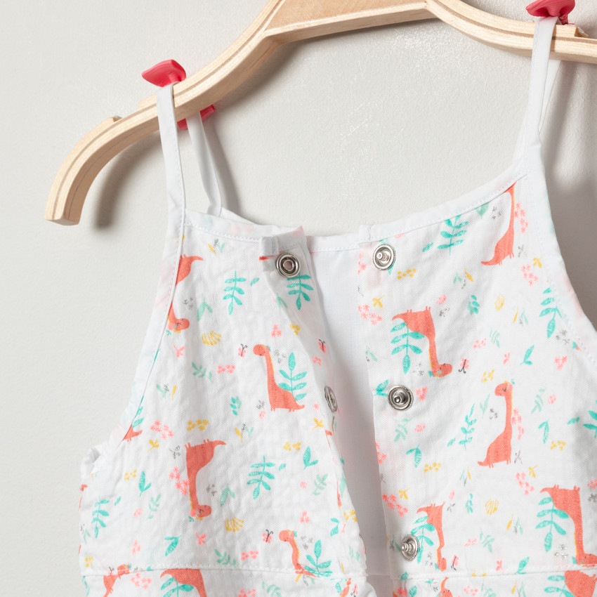 Robe à fines bretelles à dinosaures imprimés all-over 