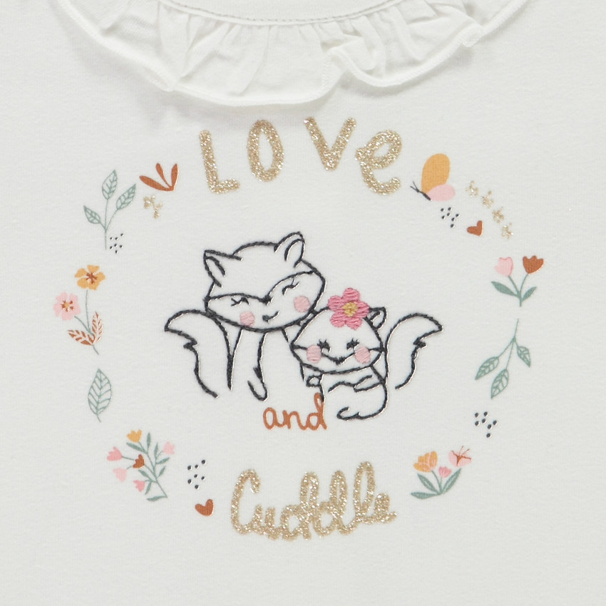 Ensemble long t-shirt fantaisie + pantalon pour bébé fille 