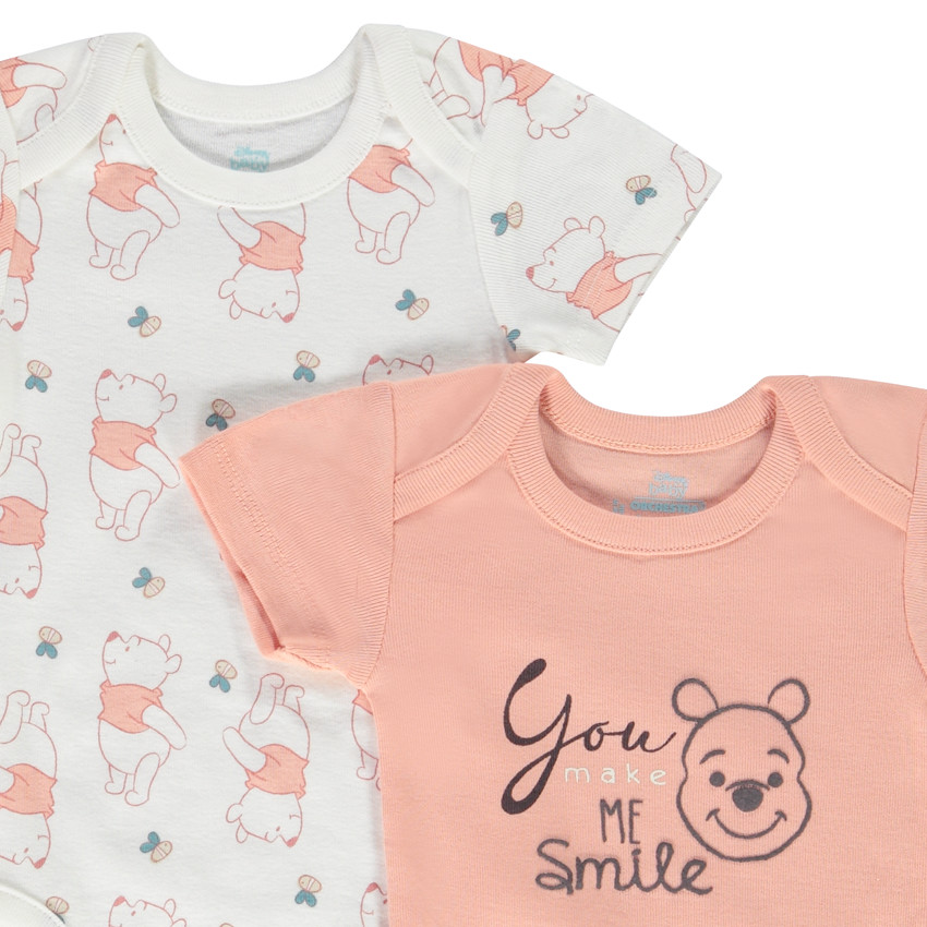 Set van 5 katoenen rompers met korte mouwen en Disney Winnie de Poeh voor babyjongens 