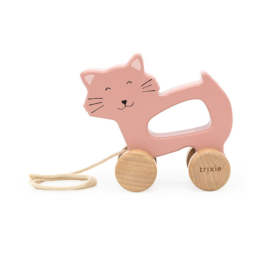 Jouet à tirer en bois Mrs Cat 
