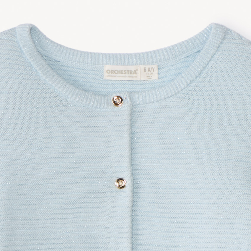 Gilet en tricot uni fantaisie et scintillant pour fille 