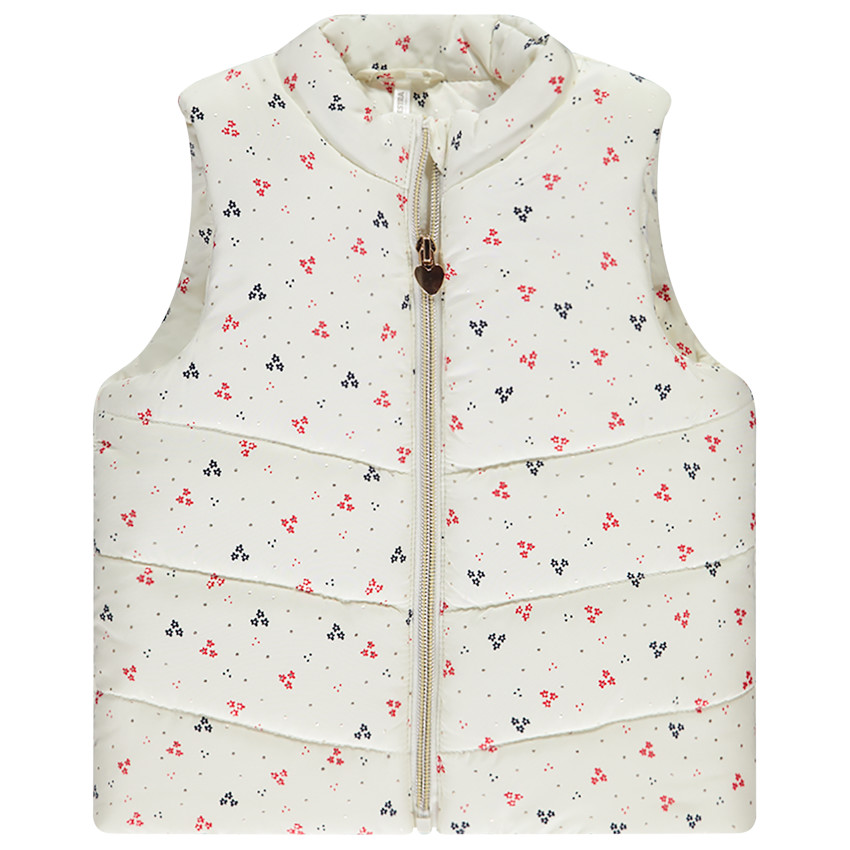 Doudoune sans manches imprimé fleuri pour bébé fille 