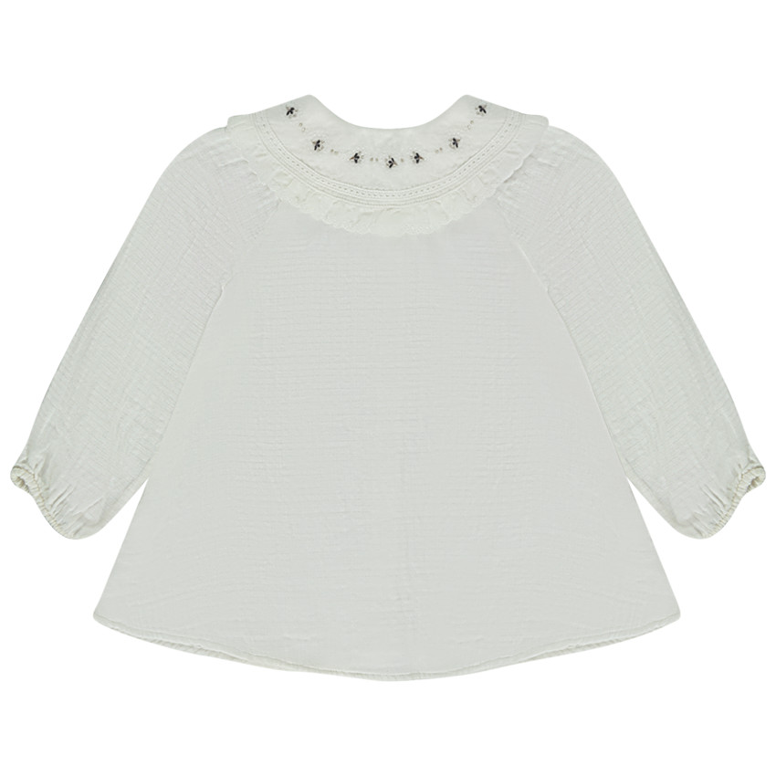 Tunique manches longues à col claudine pour bébé fille 