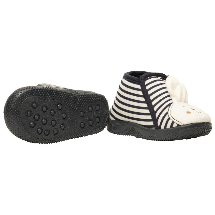 Chaussons forme bottillons rayés patch lapin pour bébé == 