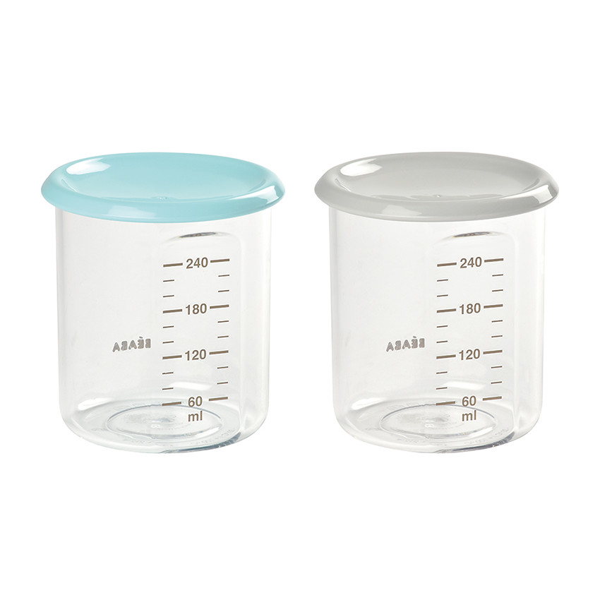 Set de 2 pots de conservation Maxi Portion 240 ml - Bleu/Gris 