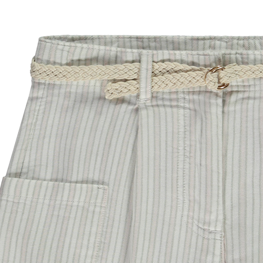 Gestreepte broek met zakken + gevlochten riem voor meisjes 