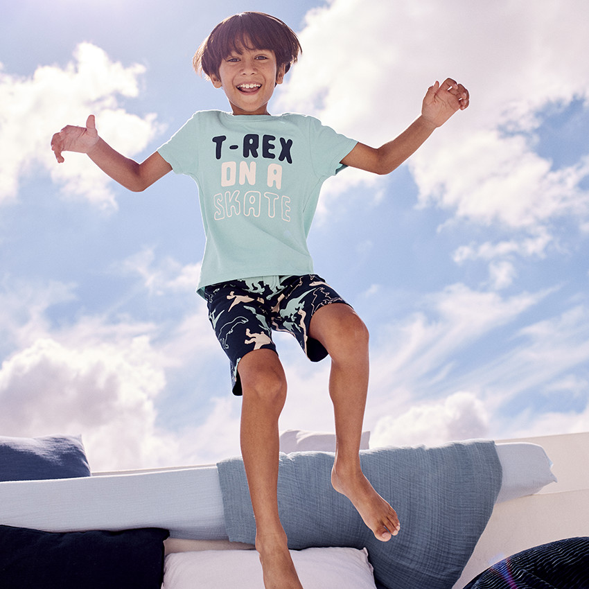 Set pyjama court motif T-Rex pour garçon 